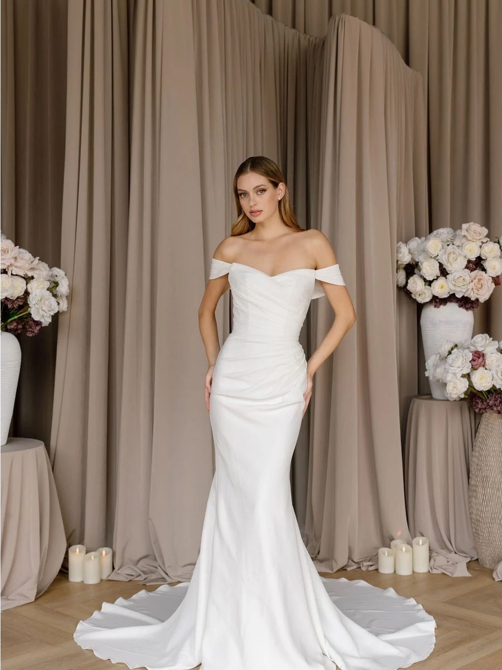 Elegant Off-Shoulder White Bridal Gown
